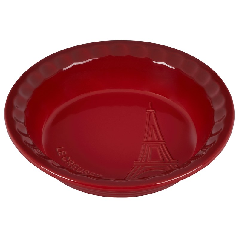 Le Creuset Eiffel Tower Collection Stoneware Pie Dish, 9", Cerise
