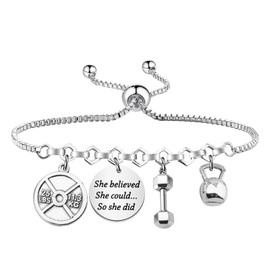 Lywjyb Birdgot Dumbbell Workout Bracelet Fitness Gift Fitness Trainer Merch Weightlifting Lover Gift (She believed fitness Br CA)