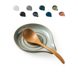 LAUCHUH Spoon Rest, 5" Large Spoon Holder for Stove Top Ceramic Spoon Rest Spatula Rest for Kitchen Utensils, Ladle, Coffee Spoons, Cooking spoons, Spatula, Tongs, Mother's Day Gifts, Unique Gray