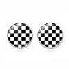 ROSTIVO Black White Checkered Stud Earrings for Women Cute Plaid