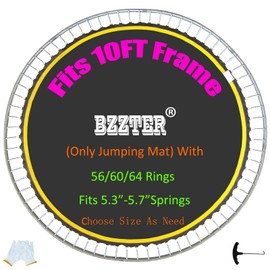 Bzzter Trampoline Replacement Mat 10ft，Trampoline Mat Fit 10ft Frame with 60 Rings 102.8 Inch Diam Match 5.3-5.7 Inch Spring, Without Frame and Springs(Only Trampoline Mat), w/Spring Tool and Gloves