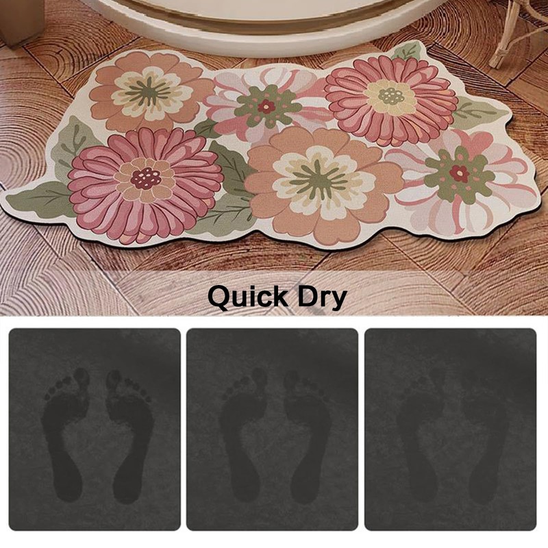 Curved Bath Mat for Round Shower, Super Absorbent Corner Bathroom