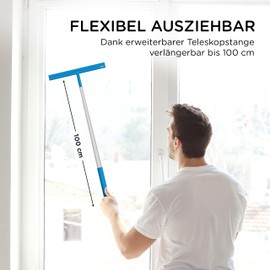 BADIONA Extendable Shower Squeegee, Black, White, Blue (Blue)
