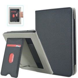 DMLuna Case for Kobo Clara BW (Model N365) / Kobo Clara Colour (Model N367) 6" 2024 Release, Hands-Free Stand Premium Leather Cover with Auto Sleep/Wake, Hand Strap and Card Slot, Black