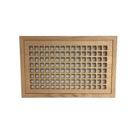 8 Inch x 14 Inch Red Oak Hardwood Vent Floor Register Flush Mount with Frame, Eggcrate Style, Unfinished