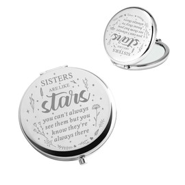 BAUNA Sister Gift from Sister Brother Sister Birthday Gift Sisters are Like Stars Funny Sister Friendship Compact Mirror (Sisters Like Stars CMS)