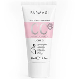 FARMASi CC Color Control Cream, Natural and Flawless Finish, Enriched Formula with Multimineral & Spf 25+, All-Day Hold, All Skin Types, 1.7 fl. oz / 50 ml (Light)