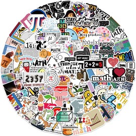 108Pcs Math Stickers, Funny Math Cartoon Stickers, Vinyl Waterproof Stickers for Water Bottle Laptop Luggage Skateboard Guitar Gifts for Teens Kids Adult Students
