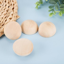 HUATEEN 300 Pcs Natural Wooden Half Beads Crafting Kit - 10/12/15mm Unfinished Hemispheres Wood Balls for DIY Decor, Handmade Jewellery & Woodworking Supplies (3 Sizes, Splinter-Free)