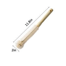 Bottle Brush Cleaner Long Wooden Handle Water Bottle Cleaning Brush Natural Bristle Kitchen Scrub Bottle Brush for Narrow Neck Beer Bottle, Baby Bottle, Sports Bottle(11.8inch)