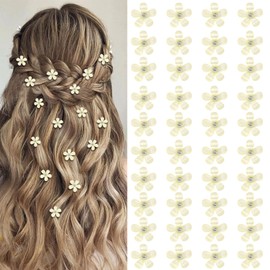 YISSION 40Pcs Mini Yellow Flower Hair Clips with Rhinestone Cute Hair Clips Flower Hair Pins Decorative Hair Clips Wedding Hair Barrettes Bridal Flower Hair Accessories for Girls Women