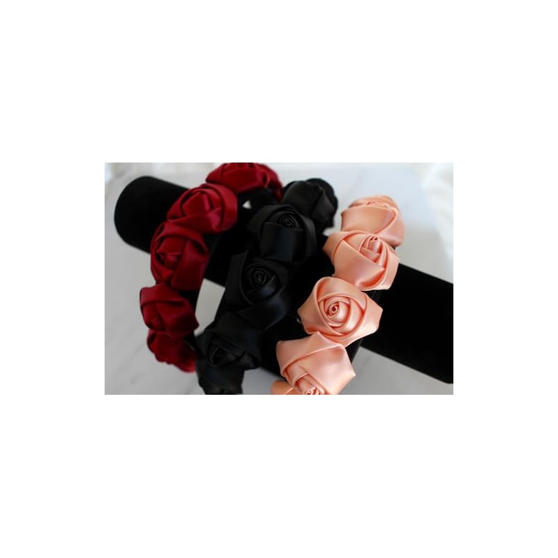 Rose Satin & Velvet Headband (Grey, 1 inch)
