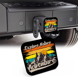 NITAHHHY Trailer Hitch Cover, Vintage Nature Adventure Mountain 2 Inch Hitch Plug Covers Hitch Cover Tube Rubber Towing, Square Receiver Plug Cap for Cars Suvs Trucks