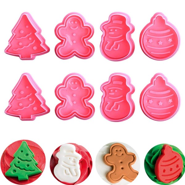 Christmas Cookie Cutters Fondant Stamper, Pastry Cutter, Christmas Tree, Snowman,