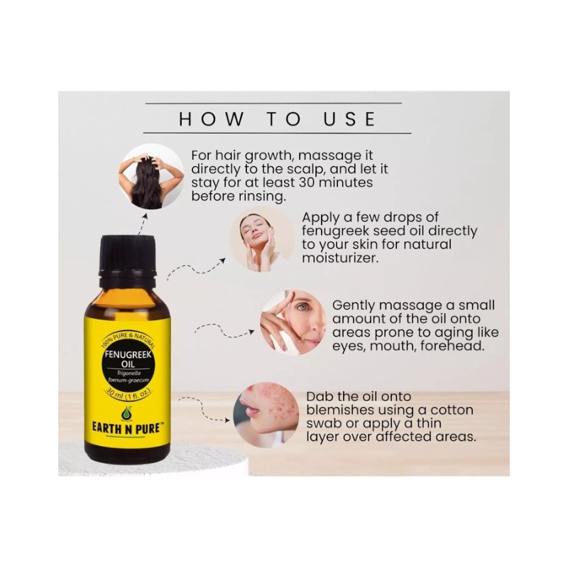 Pure Fenugreek Seed Oil (Methi Oil) Cold Pressed, Natural Therapeutic