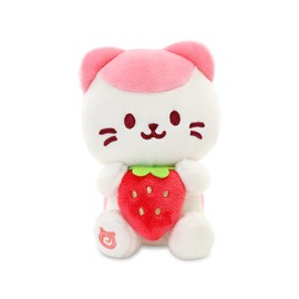 Anirollz Stuffed Animal Plush Toy – 6" Small Sitting Plush Doll Soft, Squishy, Warm, Cute, Comfort, Safe Birthday Kitty Cat Character with Strawberry Kittiroll