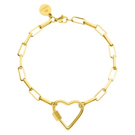 Purelei® Palekana Heart Bracelet, Women's Bracelet Made of Durable Stainless Steel, Waterproof Jewellery with Heart Pendant, Maximum Length 19 cm Adjustable, Stainless Steel