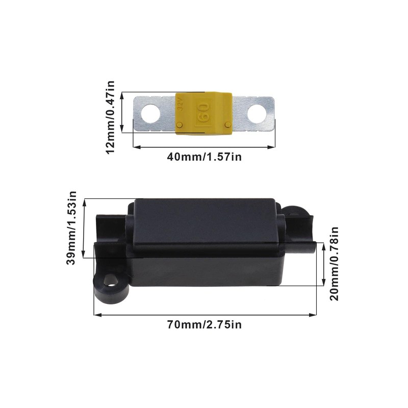 VGOL 2PCS Midi Fuse Holders & 2PCS 60Amp Midi Fuses