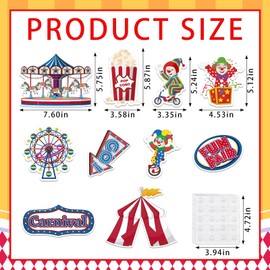Glodecart 40PCS Carnival Circus Cutouts for Carnival Decorations, Clown Carousel Popcorn Circus Theme Cut-Outs for Circus Party Decorations Wall Carnival Decor Birthday Party Supplies Carnival Cutouts