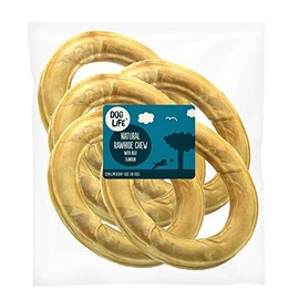 Dog Life Pressed Rings Rawhide, 6-Inch, 5-Count