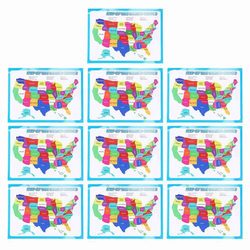 10pcs United States Map Easy to Read USA Ideal Wall