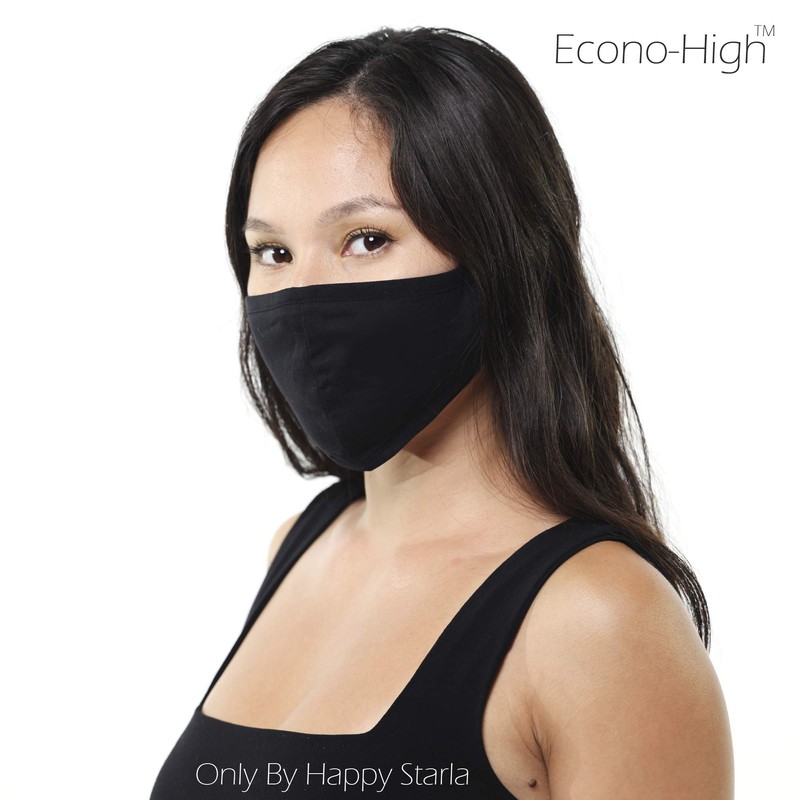 Econo High - Washable Reusable Black Cotton Face Mask Fabric