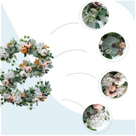 CIR OASES Fall Wreaths Green Leaf Pumpkin Wreaths White Hydrangea Garland Adjustable Wreaths Artificial Wreaths Wall Hallway Decoration Wreaths Thanksgiving Harvest Festival Party Celebration Wreaths