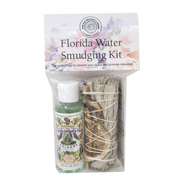 New Age Smudges & Herbs-White Sage Mix w/Lavender, Lemon Slice & Palo Santo Sage 4 inch Incense Smudge Bundle w/Florida Water 2oz Bottle- Cleansing Sage Incense & Water, Smudging Rituals. (FW-KIT-01)