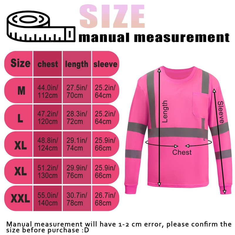 WPLM Hi Vis Long Sleeve Safety Shirts Reflective Daily Lightweight