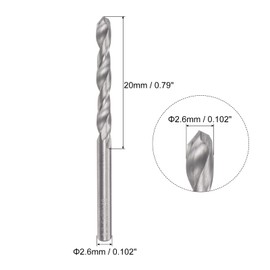 sourcing map Solid Carbide Drill Bits, 2.6mm C2/K20 Tungsten Carbide Jobber Drill Bits Straight Shank Drilling Tool for Stainless Steel Aluminum Iron Metal Plastic