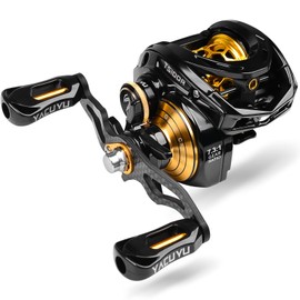 Baitcasting Fishing Reel - 100 Size 7.3:1 Gear Ratio Speed Spool Casting Baitcaster Reels - 6+1 BB Carbon Fiber Drag Magnetic Braking System Low Profile Bass Fishing Baitcasting Reels TS100R