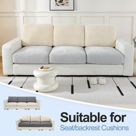 WEYOND Soft Chenille Sofa Backrest Covers, Stretch Non-Slip Large Back Cushion Covers for Couch or L-Shaped Sectional, Decorative Sofa Protector (3 Pieces, Off White Yellow)