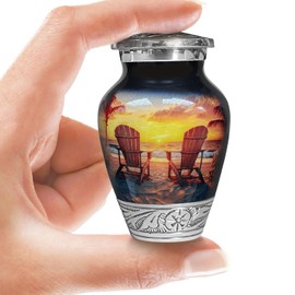 Beach Sunset Urn for Human Ashes | Keepsake Handcrafted Funeral Memorial | Decorative Cremation Urn for Women and Men