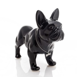 SHENGTIAN 7.6in Black French Bulldog Statue, Resin Dog Statue, Animal Statues for Home Decor