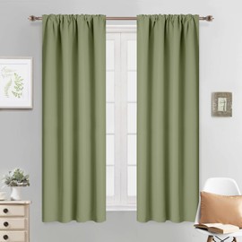 Yakamok Room Darkening Rod Pocket Window Drapes Thermal Insulated Light Blocking Blackout Curtains for Bedroom(38Wx63L,Sage,2 Panels)