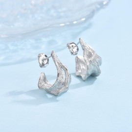 Shuxin Chunky Gold Silver Earrings for Women Sterling Silver Large Hoop Earrings Hypoallergenic Gold Drop Earrings Statement Vintage Brushed Stud Earrings Fashion Jewellery for Girls