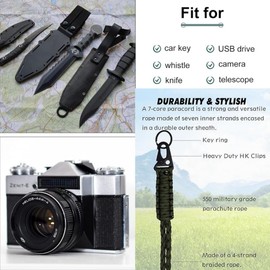 FUNNTY 4 Pcs Heavy Duty Lanyard,Military Grade Heavy Duty Paracord Lanyard,Necklace Whistles Strap Braided for Men Women Outdoor Survival, Parachute Rope Necklace Keychains(55 cm)