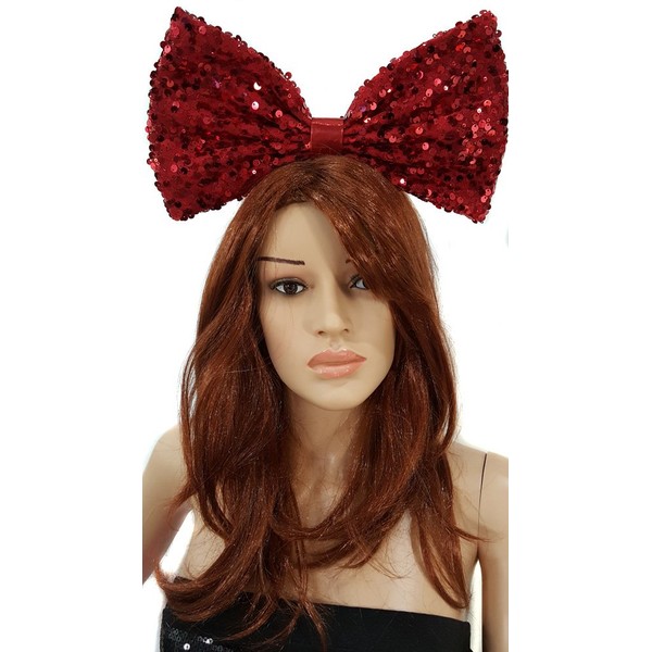 EmilyRose Couture Giant Extra Large Hair Bow Collection (Headband, Red Sequins)