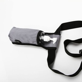 LANLAOER Bolsa para botella de loción de masaje, ajustable, botella de masaje, cubierta de cuero, bolsa de masaje para la cintura (1 bolsillo, gris)