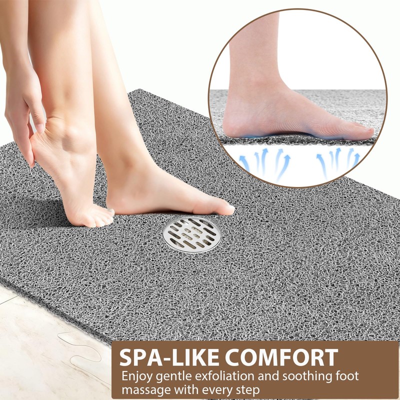 Extra Large Non Slip Shower Mat: 47.2x31.5 inch Loofah Shower