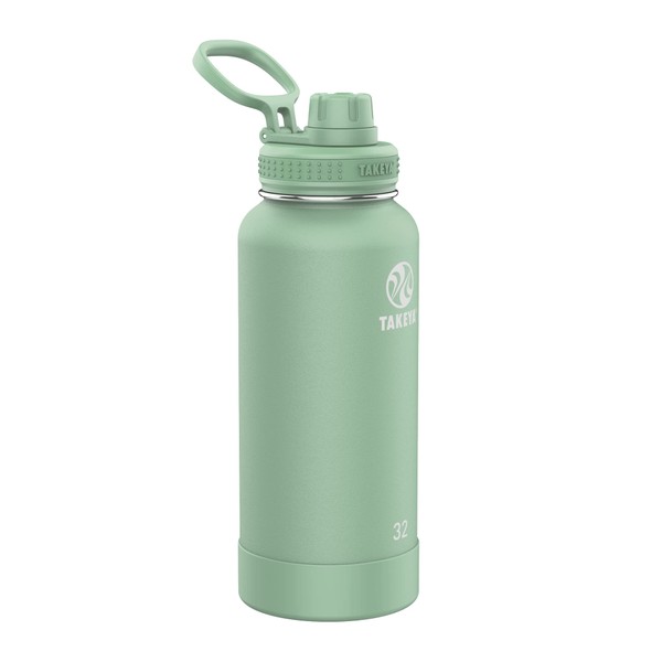 Takeya Actives Isolierte Edelstahl-Wasserflasche mit Ausgussdeckel, 900 ml, Gurke