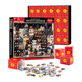 Jigsaw Puzzle Advent Calendar 2025,24 Box Christmas Puzzle for Adult Kids-Winter Town,1008 Piece,19.7 inches x 27.6 inch,Christmas Countdown Calendar Family Puzzle Game