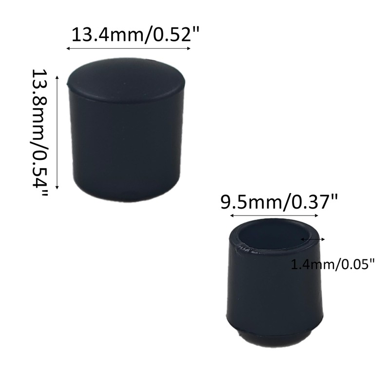 PDETVEO 30PCS 0.39 Inch Door Stop Bumper Tips, Black Rubber