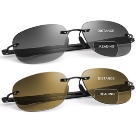 YIMI 2 Pairs Bifocal Reading Glasses Blue Light UV400 Protection Sport Sunglasses Far and Near Dual Use for Men Women Eyewear(Black and Brown, 3.00, multiplier_x)