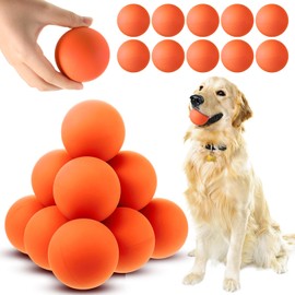 Hiboom 15 Pack Natural Rubber Tennis Balls for Dogs Catching Pet Dog Balls for Fetch Training 2.4 Inch Interactive High Bounce and Floatable Dog Toy Balls for Park Beach Gift(Orange)