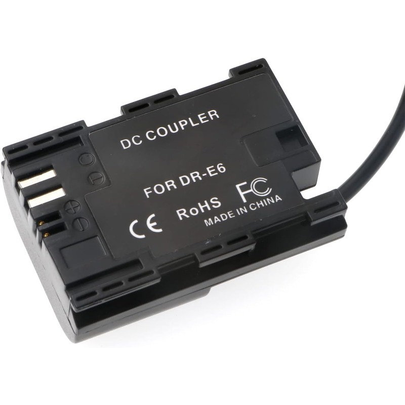 Uonecn DR-E6 Dummy Battery to D-Tap Power Cable for Canon