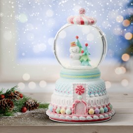 Regency International Candy Snowman Water Globe with Music, 10 inches, Pastel, Multi-Color, Resin