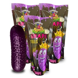 Grape Pickle In A Pouch (Pack of 3). Individually Wrapped Flavored Purple Pickles as seen on TikTok, used in pickle kits by Food Crush