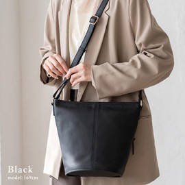 VITAFELICE sib-20049n Women's Genuine Leather Bucket Shoulder Bag, Black