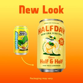 HALFDAY Prebiotic Half & Half Iced Tea Cans, Supports Digestive & Gut Health, 6g Plant Fiber & Prebiotics, Low Sugar, 40 Calories, Real Brewed Tea, Natural Caffeine, Gluten Free, 12 fl oz (12 pack)